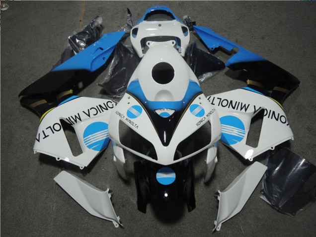 Billigste Honda CBR600RR Motorrad Verkleidung 2005-2006 - Weiss Blau Glanzendes Schwarz Konica Minolta