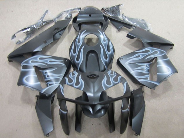 Billigste Honda CBR600RR Motorrad Verkleidung 2005-2006 - Matt Schwarz Silber Flamme
