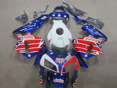 Billigste Honda CBR600RR Motorrad Verkleidung 2005-2006 - Weiss Rot Blau Cycle World Castrol