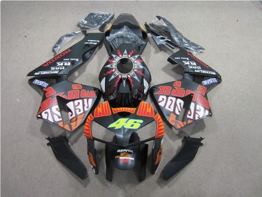 Billigste Honda CBR600RR Motorrad Verkleidung 2005-2006 - Matt Schwarz Valentino Rossi Repsol 46