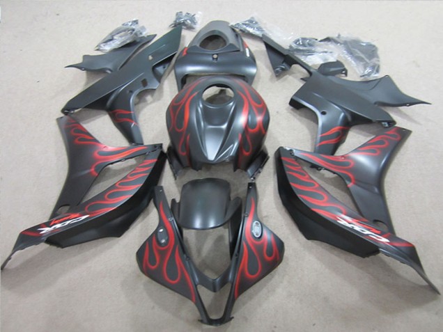 Billigste Honda CBR600RR Motorrad Verkleidung 2007-2008 - Matt Schwarz Rot Flamme