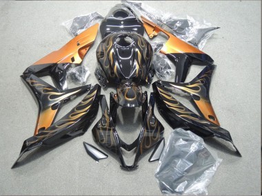 Billigste Honda CBR600RR Motorrad Verkleidung 2007-2008 - Glanzendes Schwarz Orange Flamme
