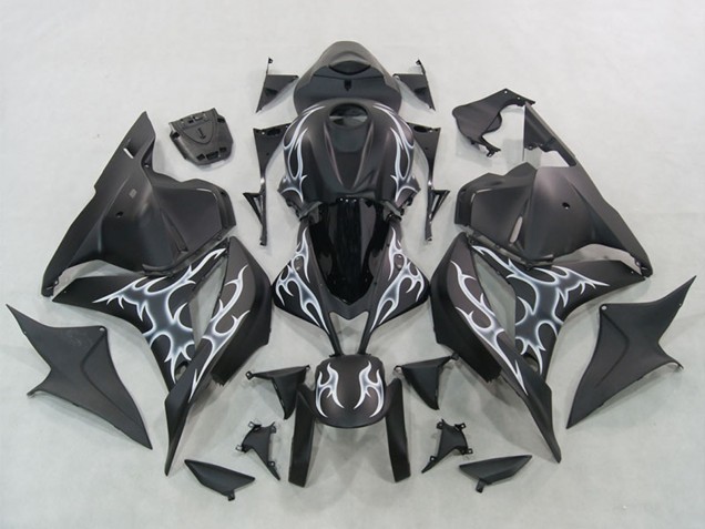 Billigste Honda CBR600RR Motorrad Verkleidung 2007-2008 - Matt Schwarz Silber Flamme