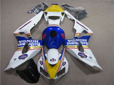 Billigste Honda CBR1000RR Motorrad Verkleidung 2006-2007 - Weiss Blau Gelb Gold Rothmans