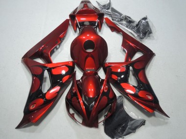 Billigste Honda CBR1000RR Motorrad Verkleidung 2006-2007 - Rot Glanzendes Schwarz Flamme