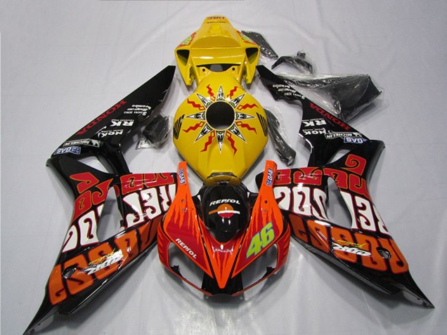 Billigste Honda CBR1000RR Motorrad Verkleidung 2004-2005 - Gelb Orange Glanzendes Schwarz Repsol Rossi 46