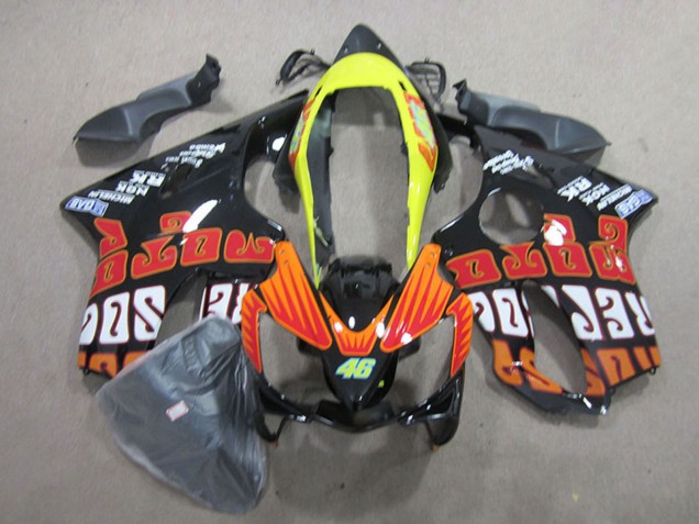 Billigste Honda CBR600 F4i Motorrad Verkleidung 2004-2007 - Gelb Orange Glanzendes Schwarz Rossi 46