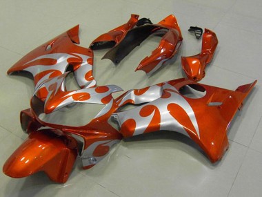 Billigste Honda CBR600 F4i Motorrad Verkleidung 2004-2007 - Silber Orange Flamme