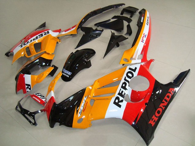 Billigste Honda CBR600 F3 Motorrad Verkleidung 1995-1996 - Orange Weiss Glanzendes Schwarz Repsol