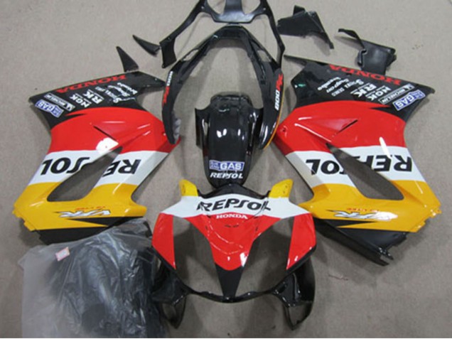 Billigste Honda VFR 800 Motorrad Verkleidung 2002-2013 - Gelb Weiss Rot Glanzendes Schwarz Repsol