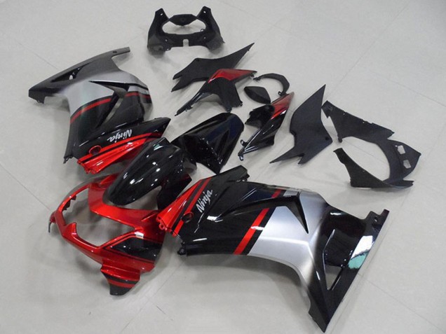 Billigste Kawasaki ZX250R Motorrad Verkleidung 2008-2012 - Rot Silber Glanzendes Schwarz