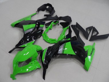 Billigste Kawasaki ZX300R Motorrad Verkleidung 2013-2018 - Grun Glanzendes Schwarz