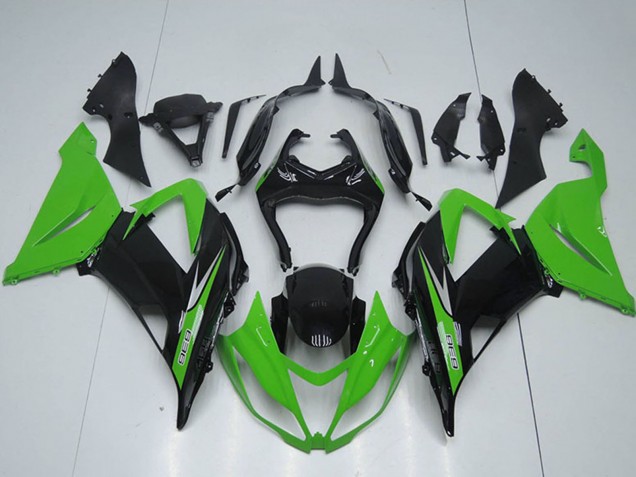 Billigste Kawasaki ZX6R Motorrad Verkleidungen Kit 2013-2018 - Grun Glanzendes Schwarz