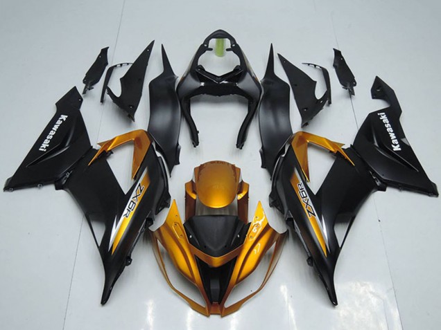 Billigste Kawasaki ZX6R Motorrad Verkleidung 2013-2018 - Matt Schwarz Orange
