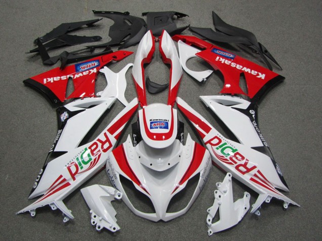 Billigste Kawasaki ZX6R Motorrad Verkleidung 2009-2012 - Weiss Rot Schwarz Rapid