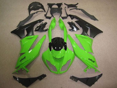 Billigste Kawasaki ZX6R Motorrad Verkleidung 2009-2012 - Grun Glanzendes Schwarz Matt Schwarz