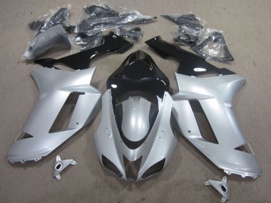 Billigste Kawasaki ZX6R Motorrad Verkleidung 2007-2008 - Silber Schwarz