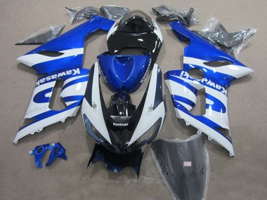 Billigste Kawasaki ZX6R Motorrad Verkleidung 2005-2006 - Blau Weiss Schwarz