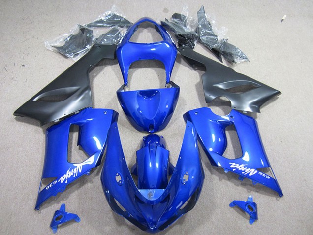 Billigste Kawasaki ZX6R Motorrad Verkleidung 2005-2006 - Blau Matt Schwarz