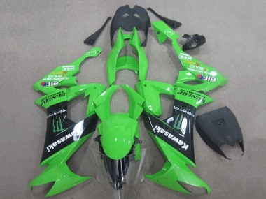 Billigste Kawasaki ZX10R Motorrad Verkleidung 2008-2010 - Grun Schwarz Monster Energy Elf Dunlop