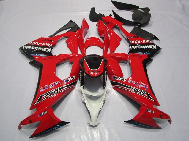 Billigste Kawasaki ZX10R Motorrad Verkleidung 2008-2010 - Rot Glanzendes Schwarz Elf Vent-Axia