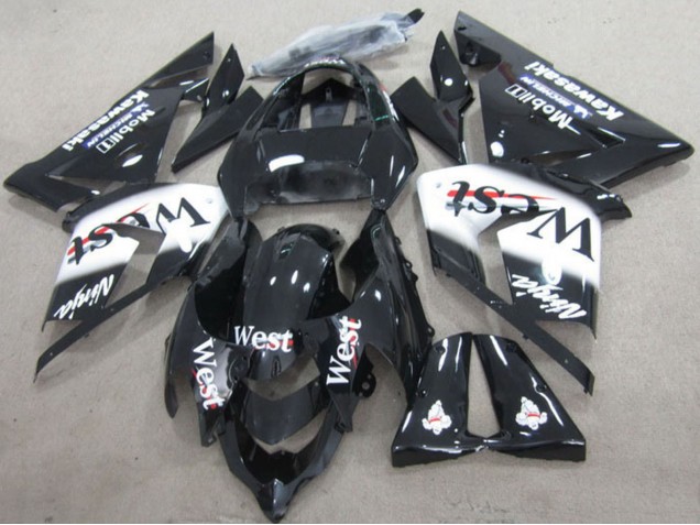 Billigste Kawasaki ZX10R Motorrad Verkleidung 2004-2005 - Schwarz West Ninja