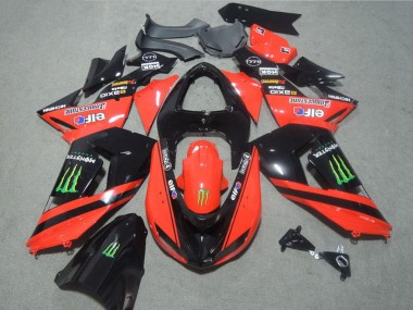 Billigste Kawasaki ZX10R Motorrad Verkleidung 2006-2007 - Rot Glanzendes Schwarz Grun Elf Touch4 Monster