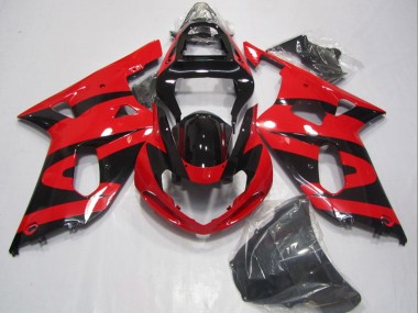 Billigste Suzuki GSXR 600 Motorrad Verkleidung 2001-2003 - Rot Glanzendes Schwarz