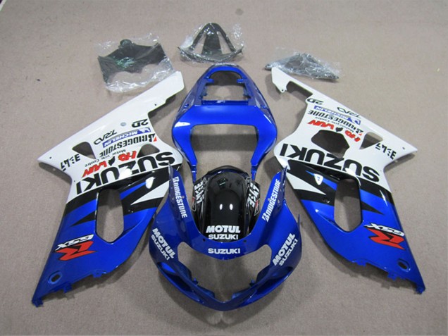 Billigste Suzuki GSXR 600 Motorrad Verkleidung 2001-2003 - Weiss Blau Schwarz Motul