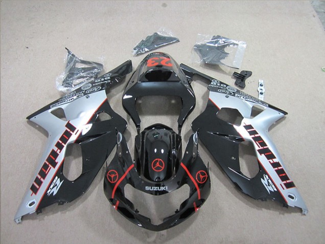 Billigste Suzuki GSXR 600 Motorrad Verkleidung 2001-2003 - Silber Glanzendes Schwarz Rot Jordan 23