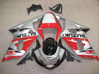 Billigste Suzuki GSXR 600 Motorrad Verkleidung 2001-2003 - Silber Rot Glanzendes Schwarz