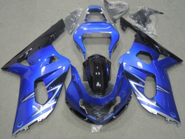 Billigste Suzuki GSXR 600 Motorrad Verkleidung 2001-2003 - Blau Weiss Glanzendes Schwarz