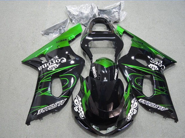 Billigste Suzuki GSXR 600 Motorrad Verkleidung 2001-2003 - Glanzendes Schwarz Grun Corona Extra Alstare