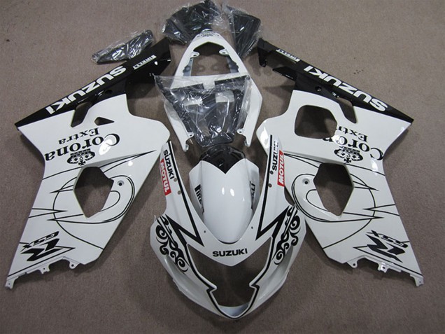 Billigste Suzuki GSXR 600 Motorrad Verkleidung 2004-2005 - Weiss Schwarz Corona Extra Motul