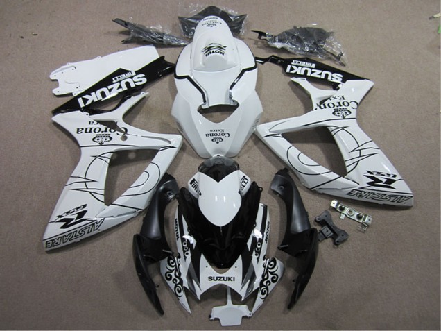 Billigste Suzuki GSXR 600 Motorrad Verkleidung 2006-2007 - Weiss Schwarz Corona Extra