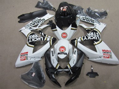 Billigste Suzuki GSXR 600 Motorrad Verkleidung 2006-2007 - Weiss Schwarz Rot Lucky Strike Motul