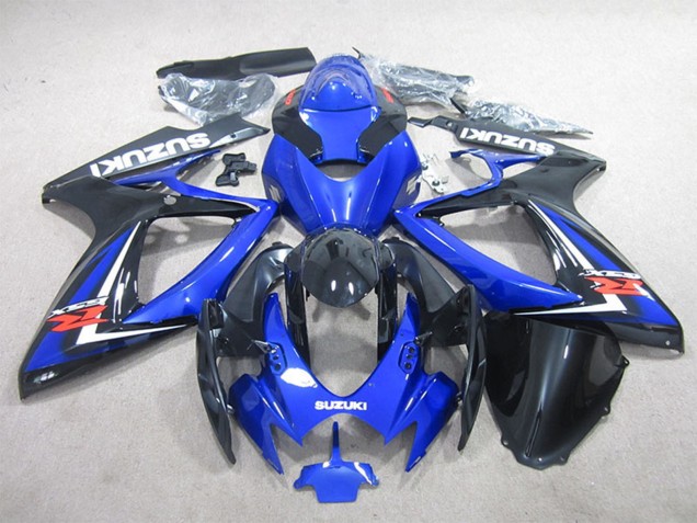Billigste Suzuki GSXR 600 Motorrad Verkleidung 2006-2007 - Blau Weiss Glanzendes Schwarz Rot