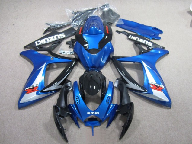 Billigste Suzuki GSXR 600 Motorrad Verkleidung 2006-2007 - Blau Weiss Glanzendes Schwarz Rot