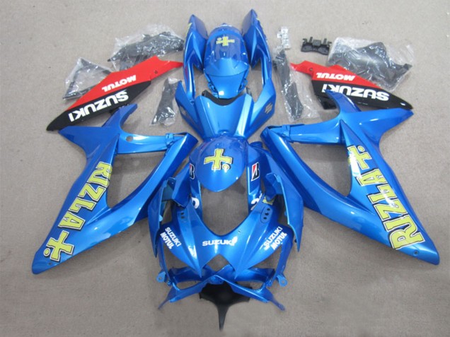 Billigste Suzuki GSXR 600 Motorrad Verkleidung 2008-2010 - Blau Gelb Rot Schwarz Rizla Motul