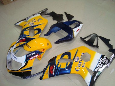 Billigste Suzuki GSXR 750 Motorrad Verkleidung 2001-2003 - Gelb Weiss Blau Alstare Corona Extra Motul