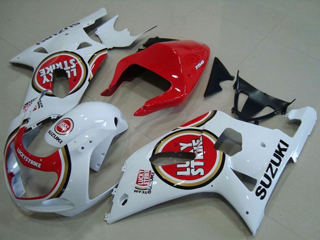 Billigste Suzuki GSXR 750 Motorrad Verkleidung 2001-2003 - Weiss Rot Lucky Strike