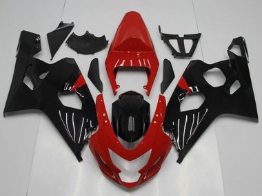 Billigste Suzuki GSXR 750 Motorrad Verkleidung 2004-2005 - Rot Glanzendes Schwarz