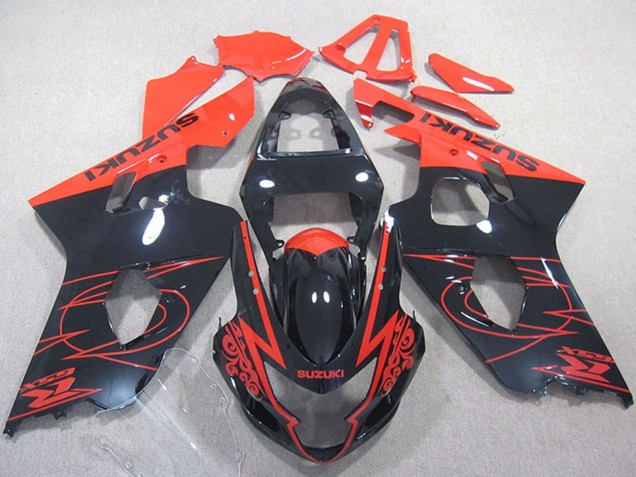 Billigste Suzuki GSXR 750 Motorrad Verkleidung 2004-2005 - Rot Glanzendes Schwarz