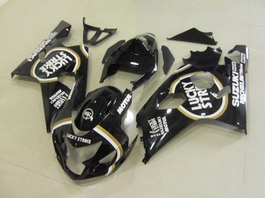 Billigste Suzuki GSXR 750 Motorrad Verkleidung 2004-2005 - Glanzendes Schwarz Weiss Lucky Strike Motul