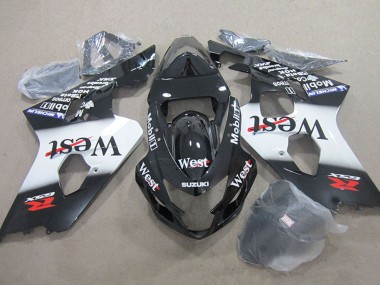Billigste Suzuki GSXR 750 Motorrad Verkleidung 2004-2005 - Glanzendes Schwarz Weiss West Mobil