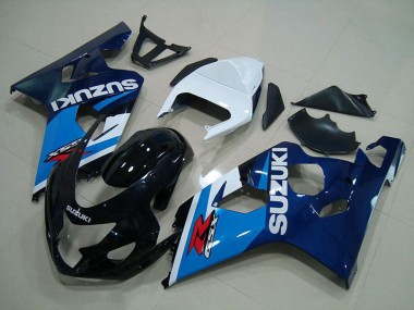 Billigste Suzuki GSXR 750 Motorrad Verkleidung 2004-2005 - Weiss Blau Glanzendes Schwarz