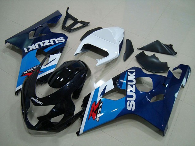 Billigste Suzuki GSXR 750 Motorrad Verkleidung 2004-2005 - Weiss Blau Glanzendes Schwarz