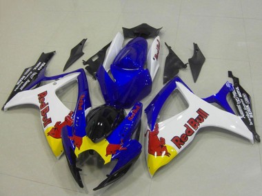 Billigste Suzuki GSXR 750 Motorrad Verkleidung 2006-2007 - Blau Weiss Gelb Red Bull