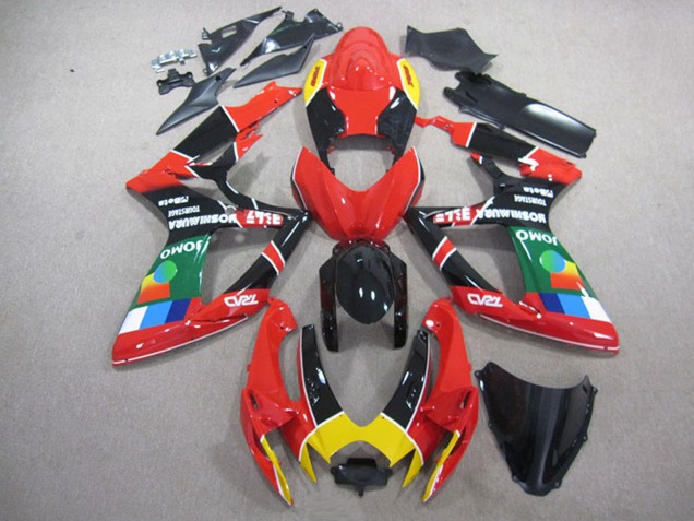 Billigste Suzuki GSXR 750 Motorrad Verkleidung 2006-2007 - Rot Schwarz Gelb Grun JOMO