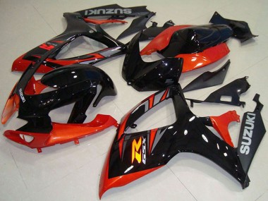 Billigste Suzuki GSXR 750 Motorrad Verkleidung 2006-2007 - Orange Glanzendes Schwarz